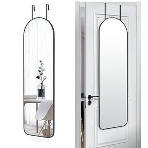 SCWF-GZ 47x14 Mirror Full Length Back Door Hanging or Wall Mounted Aluminum Metal Frame Arch Mirrors for Entryway Bedroom Bathroom Dressing Living Room 47 14 inch Black