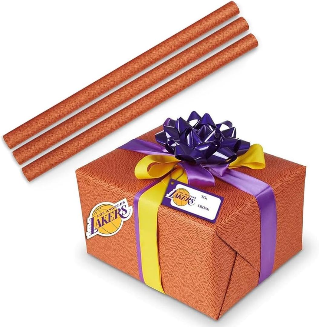 All Star Products Textured Basketball Wrapping Paper | Feels Like A Real Basketaball | 21 x 30 Sheets | 3 Roll Wiith 2 Sheets Each | Hoopz Gift Wrap