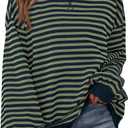 PRETTYGARDEN Womens Striped Oversized Sweatshirt Color Block Crew Neck Long Sleeve Casual Loose Pullover Top Y2K Clothes (XL)