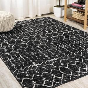 JONATHAN Y Boho Vintage Diamond Black/Ivory Indoor Area Rug 8X10 ft, Moroccan Hype for Living Room, Bedroom, Kitchen, Office, Easy-Cleaning, High Traffic, Pet-Friendly, Non-Shedding (MOH101D-8)