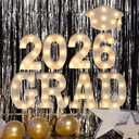 Graduation Party Decorations 2026, 8 LED Long Marquee Light Up Letters 'Grad 2026' and 1 'Doctorial hat' - Graduation Party Decor for Preschool High School College