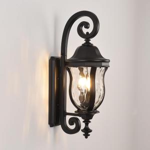 Smeike Black Exterior Wall Sconces, 28" H Large Outdoor Wall Light Fixtures
