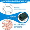 24'' x 150' Green Chicken Wire Fencing, 1 inch Chicken Wire and 19 Gauge Poultry Netting, Garden Mesh Fence Roll for Floral Arrangements/Crafts/Farm/Livestock/Pet Protection