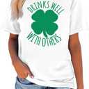 St Patrick's Day Clover T-Shirt Women Blessed Lucky Irish Shamrock Green Tshirts Lucky Mama Graphic Tee Tops, XL