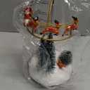 innodept12 Christmas Snow Village Animated Flaming Sleigh Accessory Figurine, Lights Musical Christmas Santa Sleigh Vacation Decorations, Multicolor