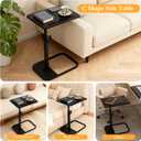 jessie Tv Tray C Table, Adjustable End Table for Couch 360 Swivel C Shaped End Table with Phone Tablet Slot for Living Room, Sofa, Bedside, Bathroom (Black)