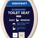Highcraft B2TSWE Elongated Molded Wood Toilet Seat Easy Remove ? Adjustable Hinge, Bone