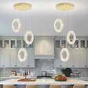 Pendant Lights Kitchen Island 3-Ring Chandelier Gold Pendant Light Crystal Light fixtures Crystal Hanging Light for Dining Room Bedroom 2700K 6000K