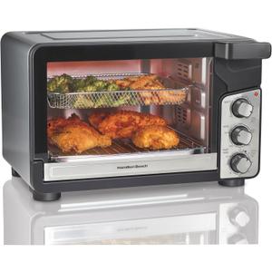Hamilton Beach Easy View XL Toaster Oven with Sure-Crisp Air Fry, 6 Slice Capacity, Black with Stainless Steel Accents, R31460, 25 liters