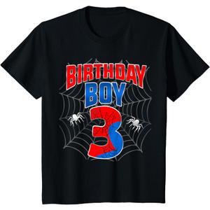 Spider Web Three 3 Years Old It's My 3rd Birthday Boy T-Shirt, 4T