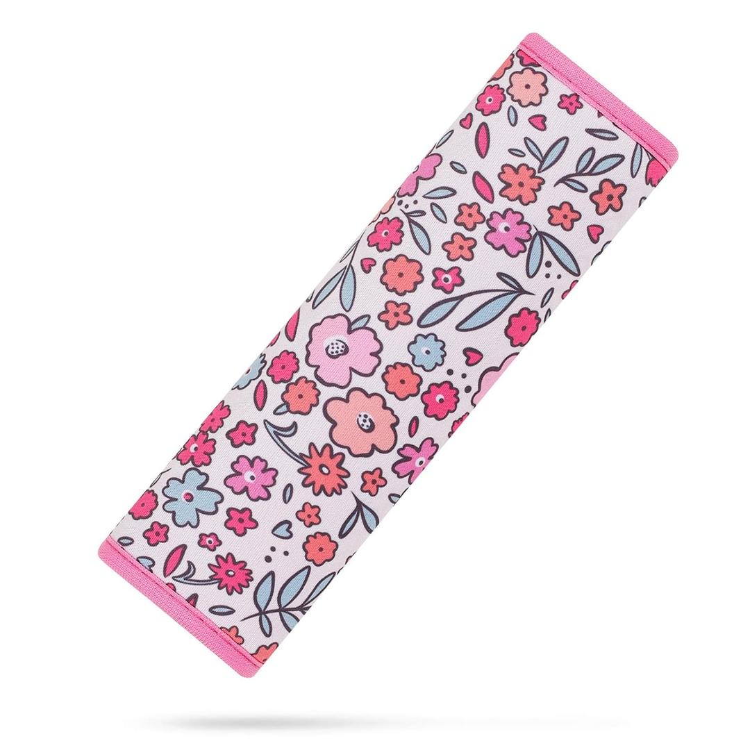 YR Seat Belt Cover for Kids, Soft Comfort Seat Belt Cushion for Children, Cute Cartoon Pattern Car Seat Belt Pads Cover for Girls and Boys, 1 Pack (Pink Floral)
