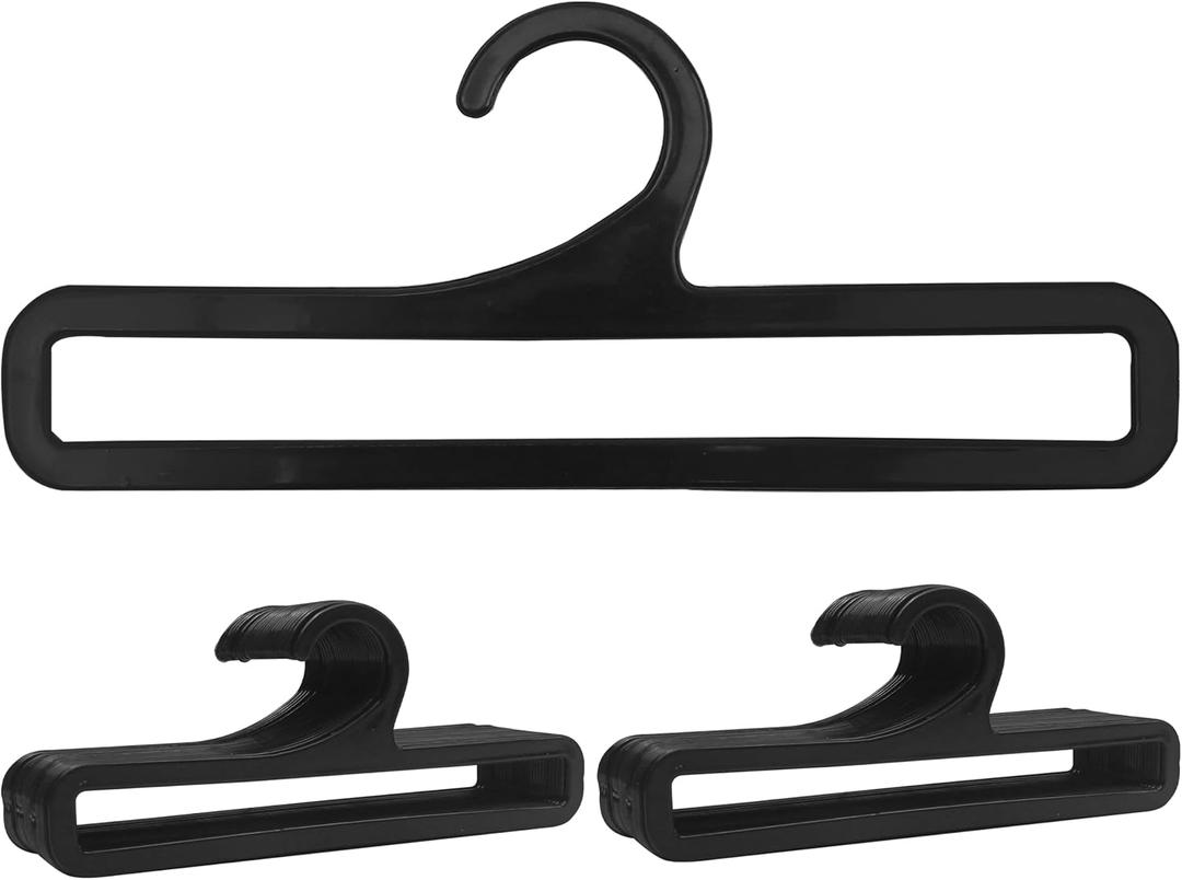 50 Packs Tea Towel Hanger Display, 7.7" Long Black Multifunctional Plastic Hangers Storage Racks Suitable for Hanging Legging Storing Scarf Clothes Sock Retail Wardrobe Ties Shawls Rings Belts Scarves