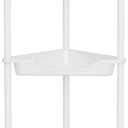 Orimade Rustproof 5 Tier Floor Standing Corner Shower Caddy Organizer, Plastic Metal Splicing Floor Corner Shelf Rack Stands for Bathroom, White