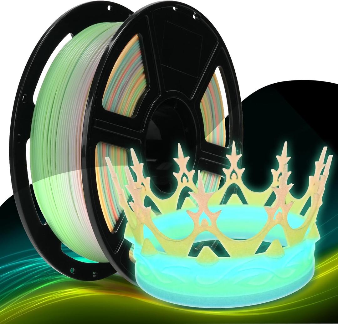 FLASHFORGE Rapid PLA Filament 1.75mm Luminous Melody, 500mm/s High Speed Printing, Glow in The Dark 3D Printer Filament 1kg Spool, Dimensional Accuracy +/- 0.02mm, Brilliant, Long-Lasting Glow