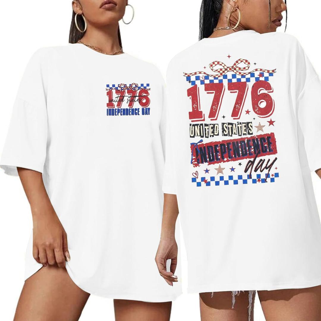 Party in The USA T-Shirt Women 4th of July Independence Day Shirts Funny Patriontic Graphic Short Sleeve Tee Tops (Medium)