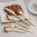 Berglander 20 Piece Titanium Gold Plated Stainless Steel Flatware Set, 20 Pieces Golden Silverware Set, Golden Cutlery Set, Service for 4 (shiny Gold)