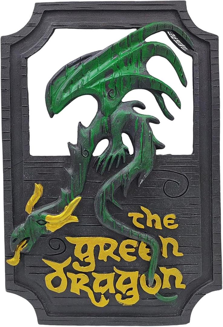 KISWIAR Green Dragon Wall Decor, Resin Dragon Wall Hangings, 9x6 Inches, Retro Personalized Sign for Bar Home Office Interior Decoration
