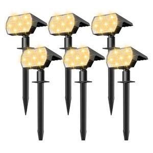 NYMPHY Solar Lights Outdoor Waterproof IP68, 56 LED 3 Lighting Modes Solar Powered Garden Yard Spot Solar Lights for Christmas Outside Landscape- 6 Pack (Warm White)