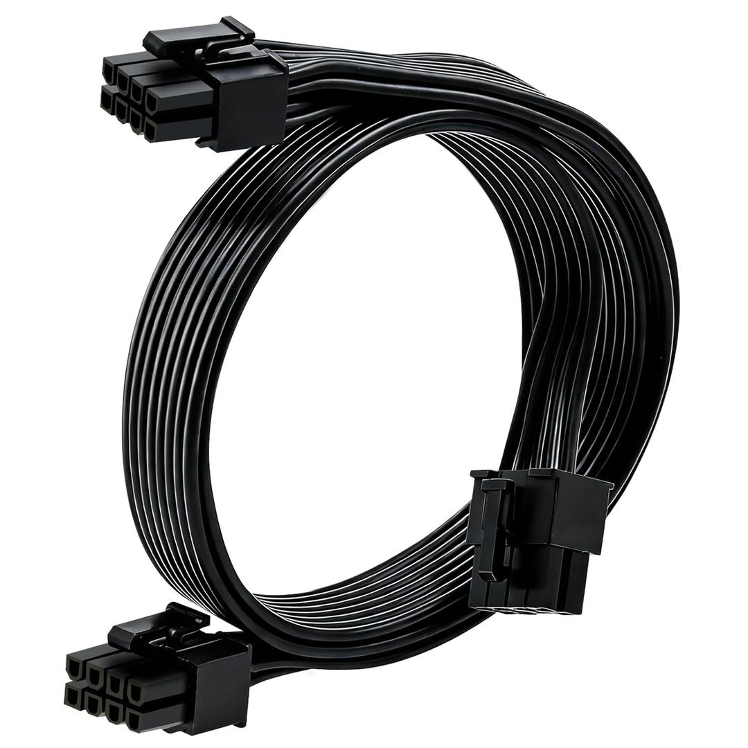 COMeap PCIe Cable for Corsair, ATX CPU 8 Pin Male to Dual PCIe 8 Pin (6+2) Male Power Cable for Corsair Thermaltake ARESGAME Power Supply 25-inch(63cm) (Black x1pcs)