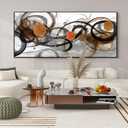 XLSJERST Wall Art for Living Room - Extra Large 70x31 Inches Orange Abstract Canvas Wall Decor Modern Black Fram Painting Oversize Artwork for Above Bed Office Home Decoration