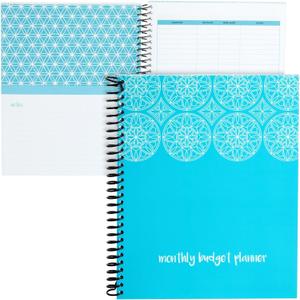 Paper Junkie Budget Planner 2026-8 x 10 In, Blue - Expense Tracker Notebook - Bill Organizer with 24 Pockets