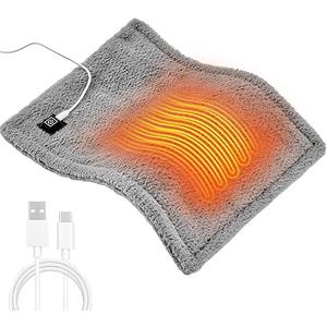 USB Heating Pad, 5V 3A Fast Heating with 3 Heat Settings & Auto Off, Travel Heating Pad for Neck, Shoulder, Back,Knee & Period Cramps. 12"x16" Fleece Heated Pad with USBA to USBC Cable, Grey