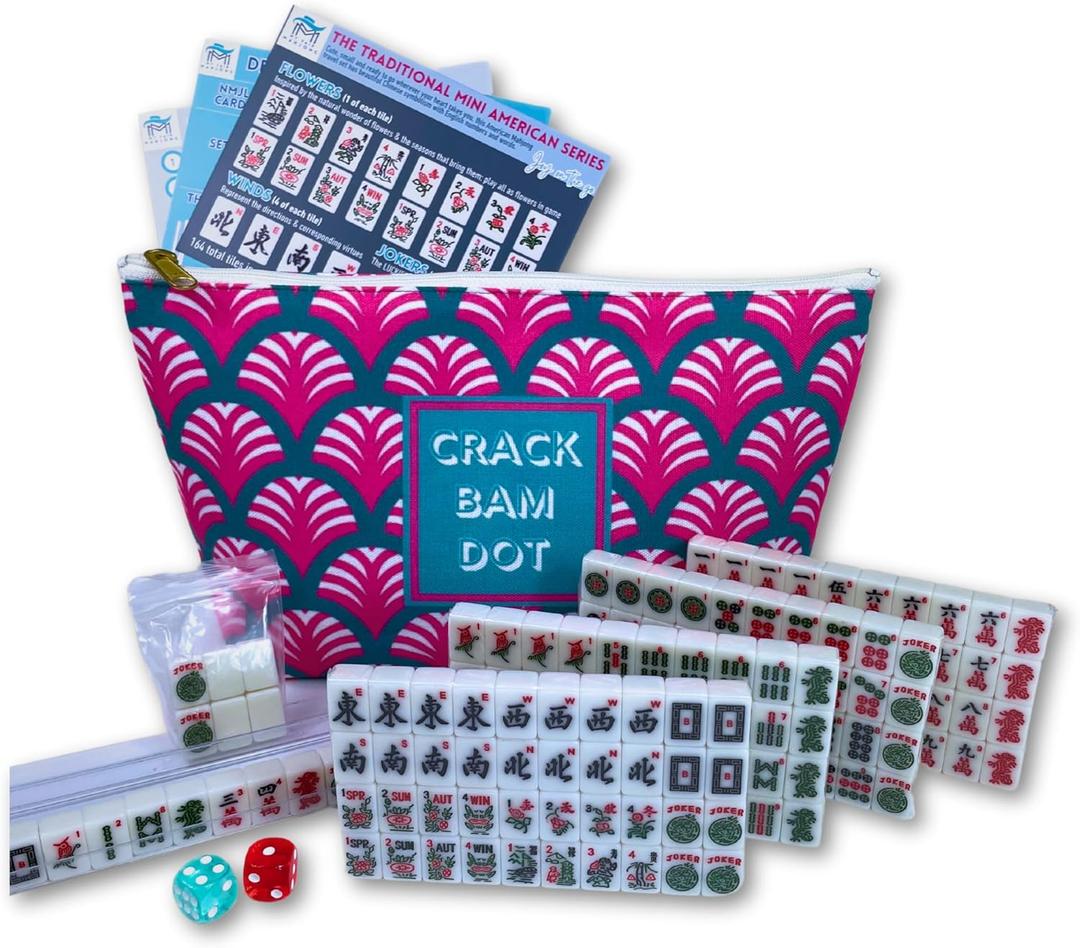 Mini American Mahjong Set for Travel and Fun | Small Size (0.8"x0.5"x0.4") | Gift or On-The-Go Game. (Standard Edition)
