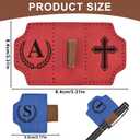 2 x Bygone Mark Bookmark with Pen Holder, 26 Letters Magnetic Leather Bookmarks Personalized Book Mark for Book Lovers, Magnetic Bookmark Pen Holder with Cross for Women Men(Blue-M)