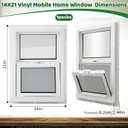 Pushglossy 14" x 21" Mobile Home Window Insulated Vinyl Low E Mobile Home Windows Replacement, Lower Tilt Sash Screen Included, Clear Double Pane Glass, Single Hung for House Basement Parts, White
