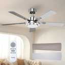 Passky Ceiling Fans with Lights, 52 inch Modern Ceiling Fan with Light and Remote Control, 3CCT, Dimmable, Reversible, Noiseless, Silver Ceiling Fan for Bedroom, Living Room