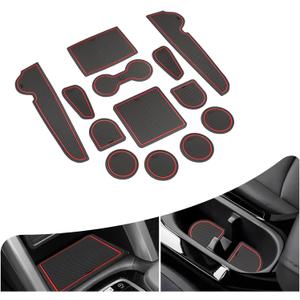 Center Console Liner Anti Dust Mat for 2022-2025 2026 Toyota Corolla Cross Accessories Cup Holder Insert Door Pocket Pad Interior Door Slot Trim for Corolla Cross (L, LE, XLE) 13Pcs (Red)