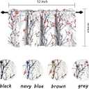 poefun Blackout Curtain Valances for Kitchen Windows - Tree Branches Printed Short Valances for Bedroom/Living Room/Bathroom/Farmhouse/Laundry with Rod Pocket 1 Panel 52 by 18 Inches Long, Grey
