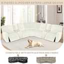 Arfntevss Sectional Recliner Couch Covers Velvet Washable Corner Sectional Sofa Cover for Reclining Couch Stretch Soft Thick L Shape Recliner Slipcover Set (5 Seat with 2 Console Cover, Cream)