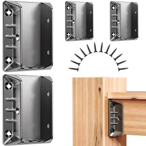 40 Pack Aluminum Deck Railing Bracket Connectors for 2"x4" (Actual 1.5"x3.5") Handrail to Wood Posts Connection, 2mm Extra Thick Metal Connectors for Fence Porch Stair, Easy to Install SA20