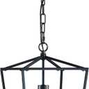 ANJIADENGSHI Vintage Lantern Pendant Light Lantern Iron 1 E26 Bulbs Farmhouse Black Chandelier Metal Cage Pendant Light for Kitchen Island Entryway Dining Room Hallway(Bulbs Not Included)