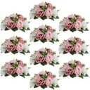 Sziqiqi Flower Centerpieces for Tables Pink Kissing Balls for Wedding - Artificial Floral Arrangement Center Piece Decorations Flores Artificiales para Decoracion (Dusty Pink & White)