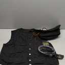 5 Pcs Western Outfits for Men Cowboy Suede Leather Vest Hat Necktie Buckle Belt Sheriff Badge for Halloween Costume (Medium, Black)