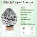 Ponytail Extension,10" Claw Clip in Ponytail Extensions Short Curly Ponytail Hairpiece for Women Fluffy Natural Synthetic Pony Tails for Daily Use(Grey with White Ends)