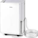 Max 40 Pint/D Small Compressor Dehumidifier Quiet for 2800 Sq.Ft | Dehumidifier with Drain Hose for Basement, Bathroom, Bedroom, Home, 0.5 Gallon Water Tank Capacity, Intelligent Humidistat