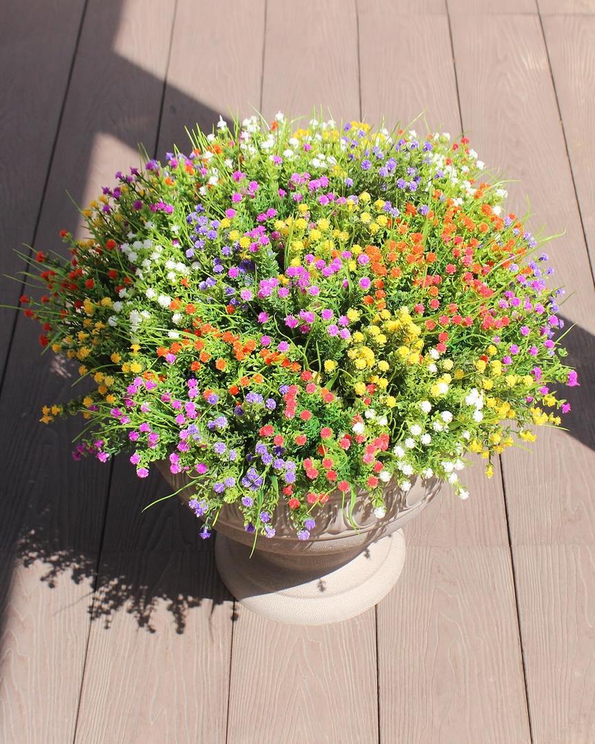 JAKY-Global Faux Artificial Plants Outdoor Flowers Fake Babys Breath Spring Summer Planters Decoration 18 Bundles Gypsophila UV Resistant Realistic for Outside Home Front Porch Patio Yard Decor