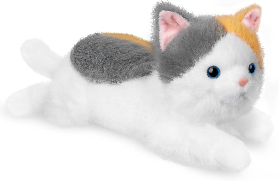 19 inch 3 Pounds Cat Weighted Stuffed Animals, Realistic Weighted Cat Stuffed Animal, Sensory Comfort Plush Throw Pillow, Soft Kawaii Kitty Plush Toy Gift for Adults Kids Youth