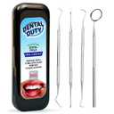 Dental Duty Dental Tools, Dental Pick for Teeth Cleaning Tools  Plaque Remover for Teeth with Teeth Cleaning Kit - Stainless Steel Dental Mirror for Teeth, Scraper and Scaler, (Black)