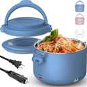 Aotto Electric Lunch Box, 32 oz Portable Food Warmer Heater, Lunch Warmer Portable for Work/Office/Car/Travel 12V/24V/110V 3-in-1, Warming Soup & Meal, Spill-Free, Men & Women's Gifts, Blue