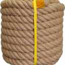 Natural Jute Hemp Rope (1.5 Inch x 150 Feet) Heavy Duty Manila Rope for Docks, Nautical, Railings, Landscaping, Home Decorating