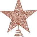 BinaryABC Christmas Tree Topper Star,Glittering Christmas Tree Decoration Ornaments,20cm (Rose Gold)