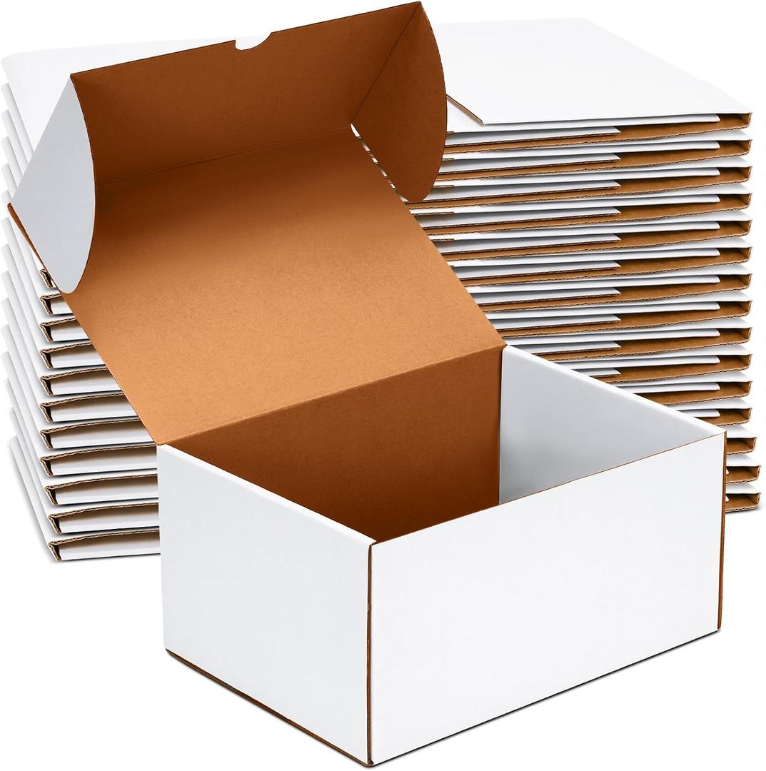 12x9x6 inch Shipping Boxes Set of 15, White Corrugated Cardboard Box Literature Mailer for Mailing Packing Moving and Storage