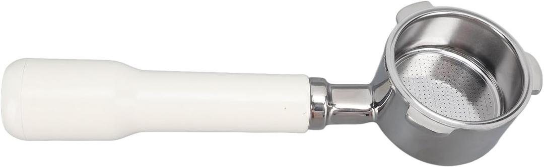 Stainless Steel 51mm Bottomless Portafilter with Filter Basket, Bottomless Portafilter 51mm 3 Ears Stainless Steel Coffee Portafilter Holder for 6001 5403 KF5400(White)