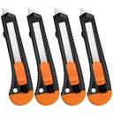Tifical Retractable Utility Knife, 4 Pack Box Cutters with 18mm Snap-Off Blade for Paper, Plastic, Cardboard