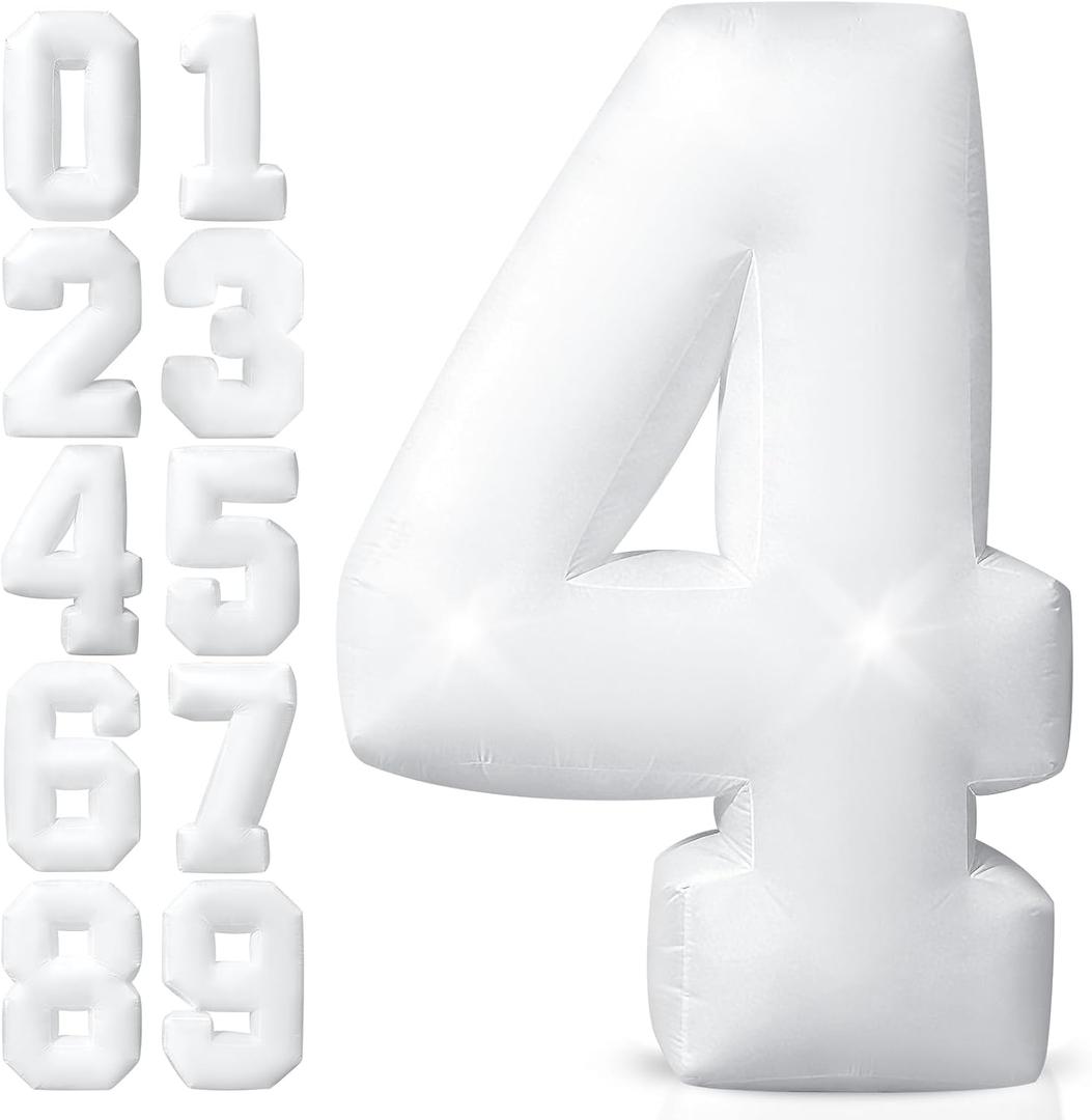 5FT Giant Inflatable Light Up Number 4 Easy Setup Decoration | Blow Up Marquee with Built-in 3LED 4th Birthday Party Supplies for Boys Girls, Yard Garden Decor for Anniversary Celebration