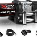 12V 4500LBS Steel Rope Electric Winch for Towing ATV/UTV Off Road with Wireless Remote Control Mounting Bracket IP67 Waterproof Electric Winch with 4-Way Roller Fairlead (Black)